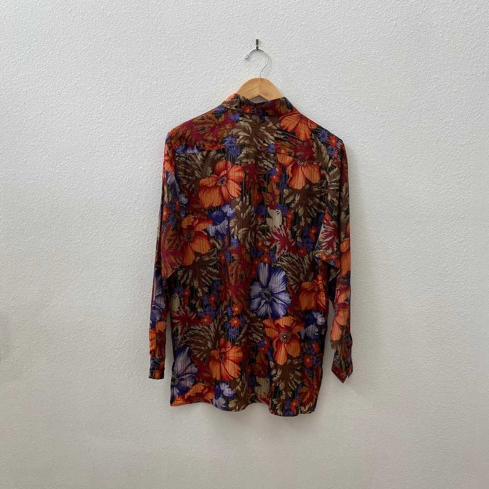 Vintage 80s floral silk blouse - image 2