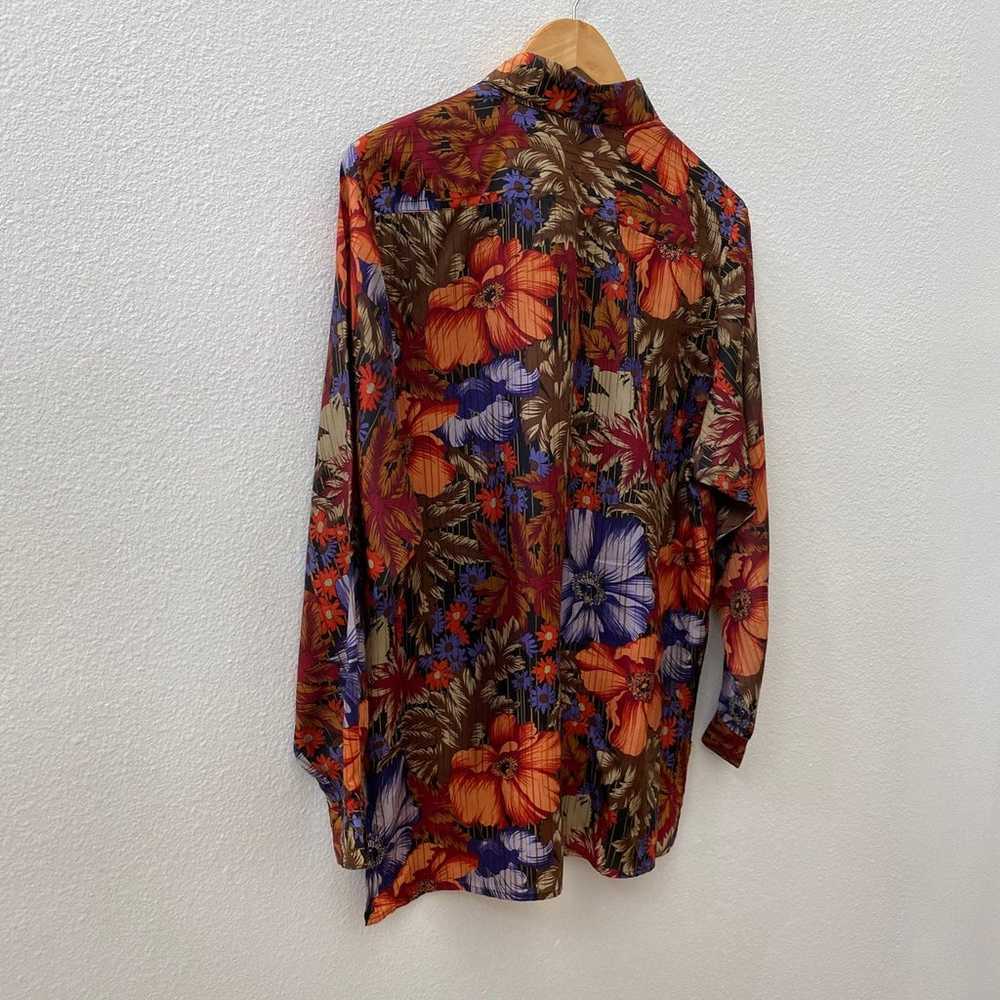 Vintage 80s floral silk blouse - image 4