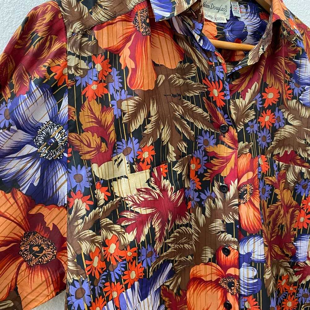 Vintage 80s floral silk blouse - image 6