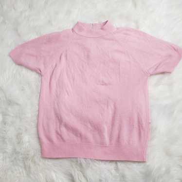 Vintage 80s pastel pink mock neck blouse