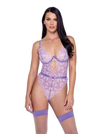 Butterfly Glow Embroidered Teddy Lavender/white - image 1