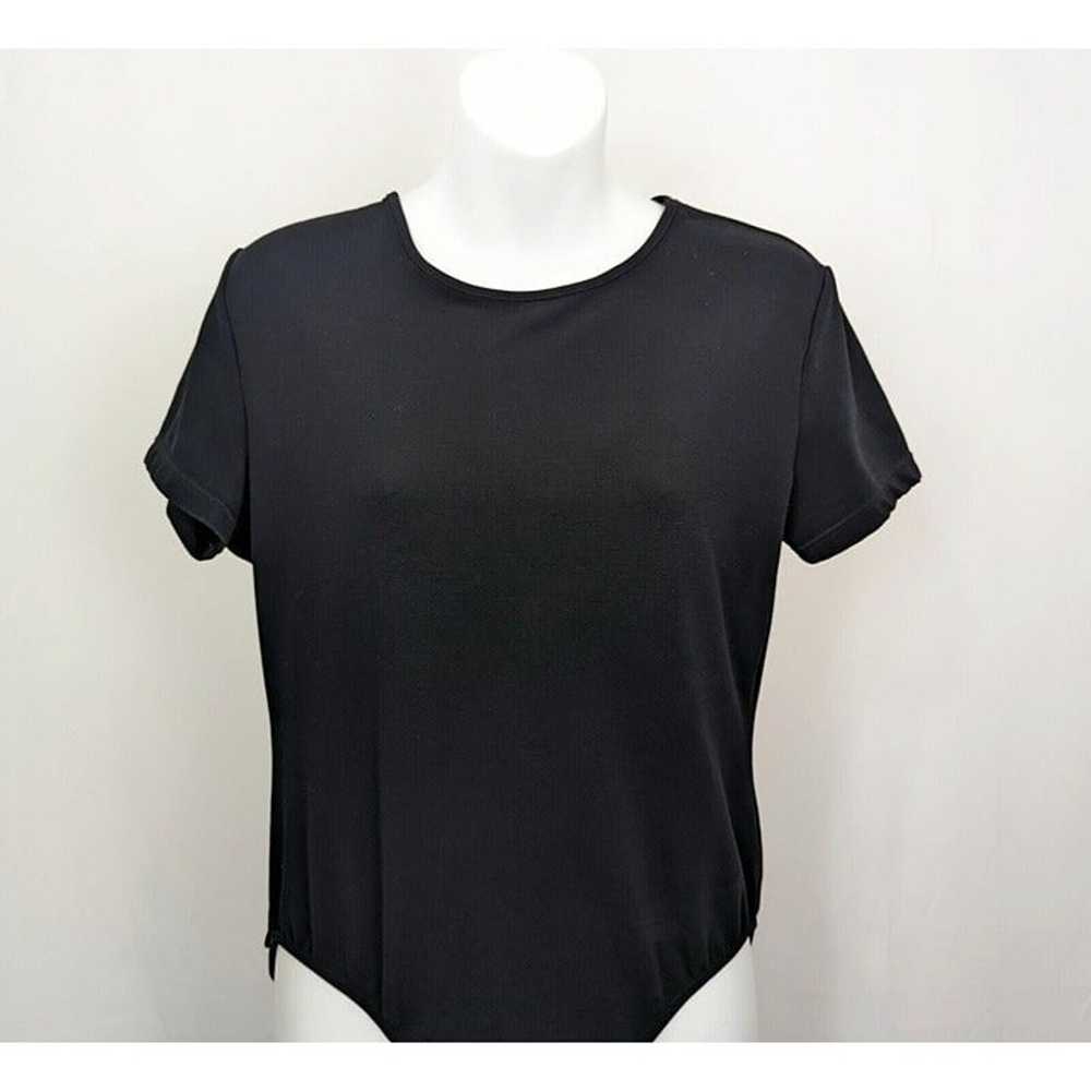 Vintage 90s Bodysuit Black Short Sleeve Misses Si… - image 2