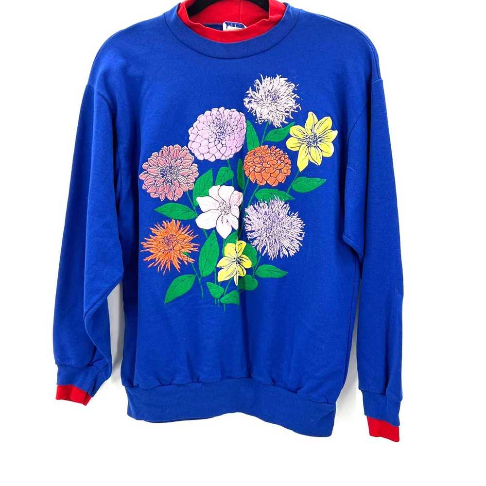 Quips Vintage Sweat Shirt Single Stitch Floral Pu… - image 1