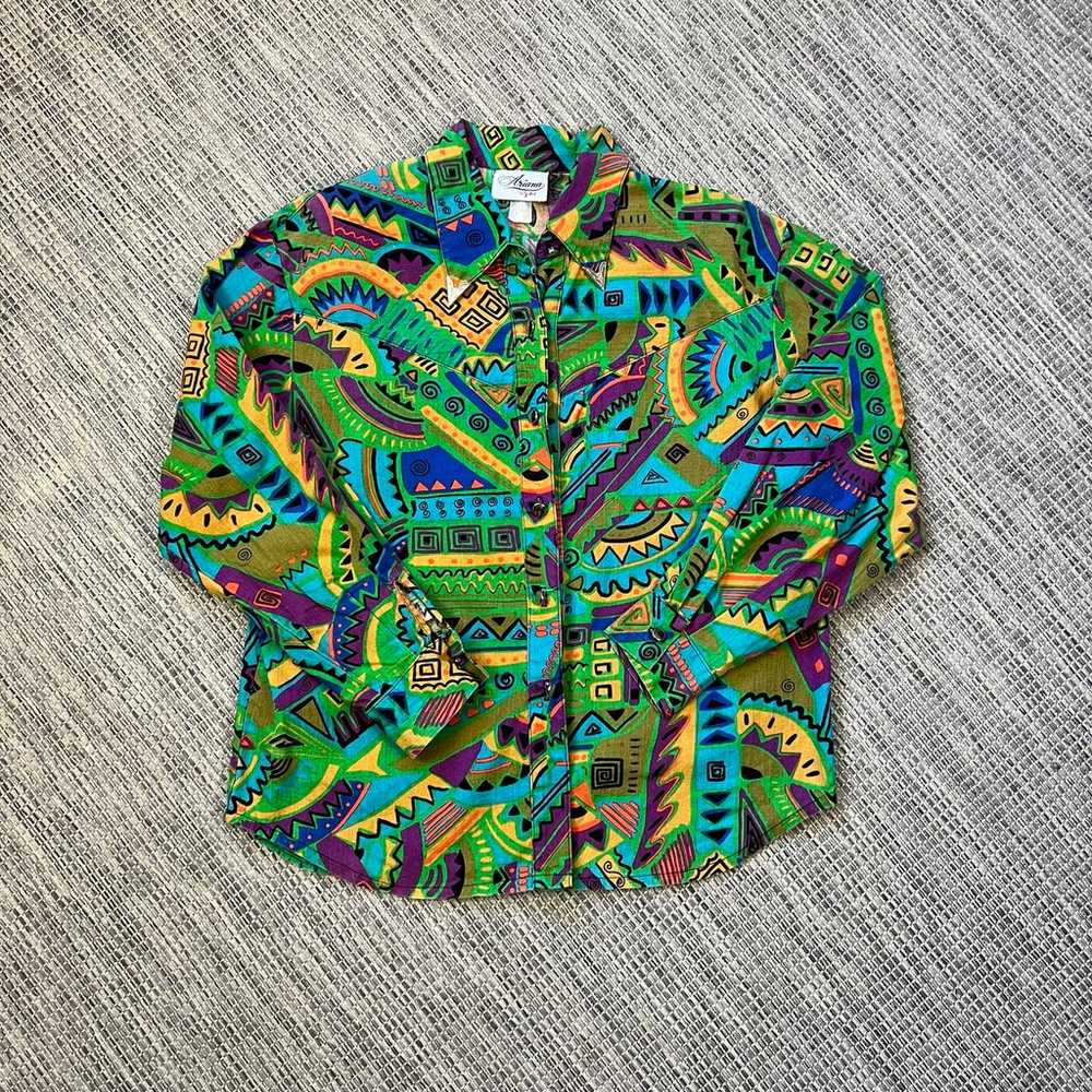 Vintage 90s Womens Western Buttondown Longsleeve … - image 1