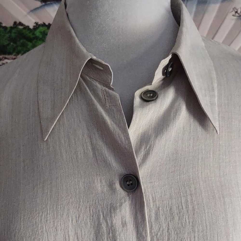 Laurel Czech made gray taupe silk button down blo… - image 2