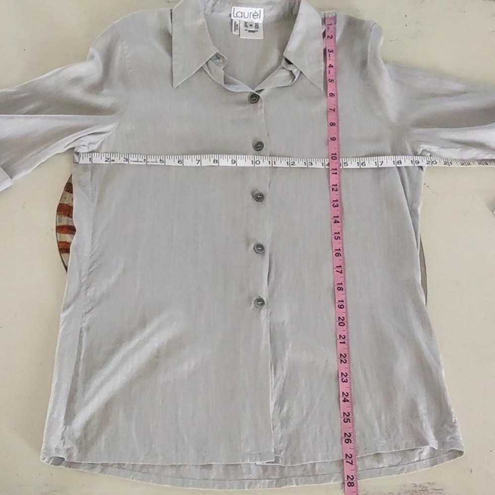 Laurel Czech made gray taupe silk button down blo… - image 8