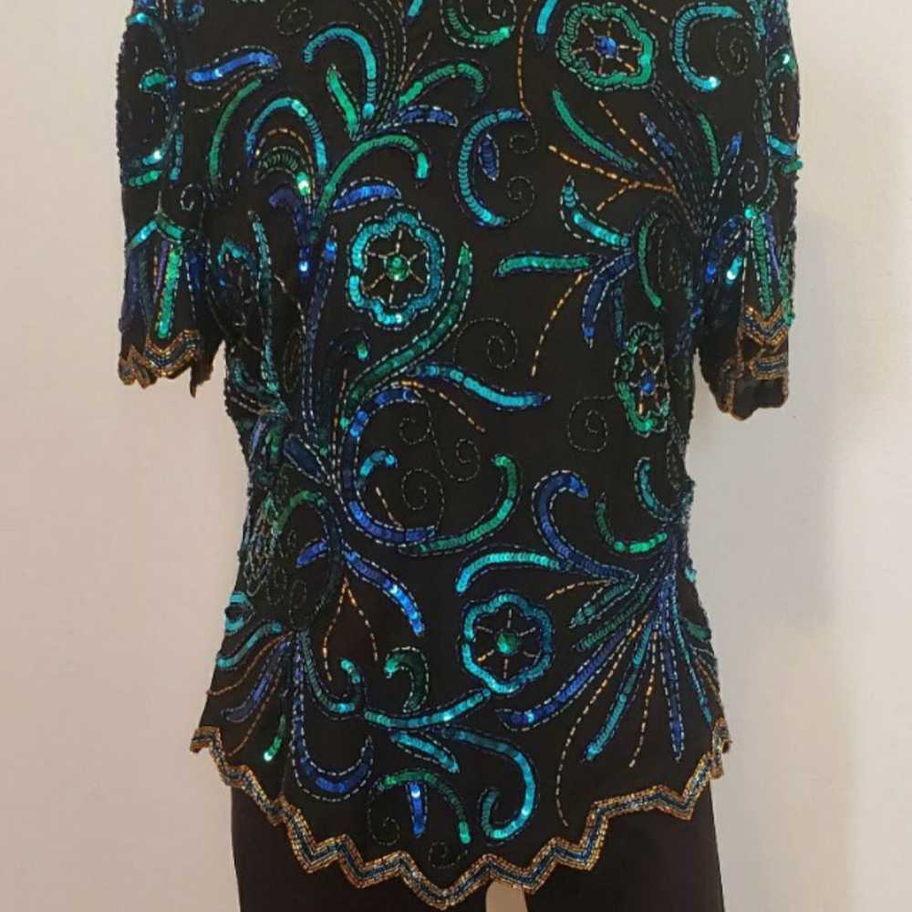 Vintage Papèll Boutique sequin scallop t - image 2