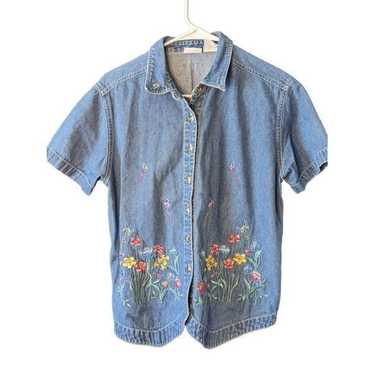 Cabin Creek Vintage Women's Embroidered Flowers J… - image 1