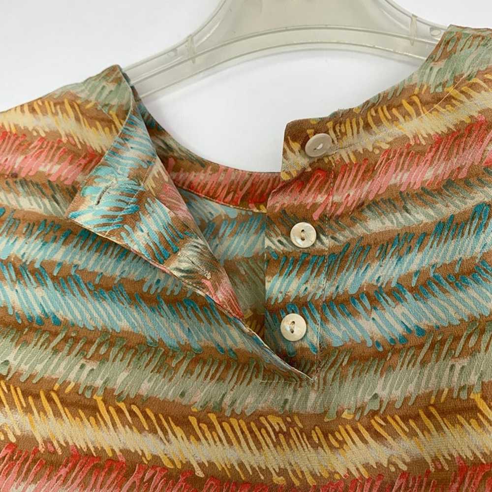 Vintage Casual Corner M Colorful Striped Silk Blo… - image 3
