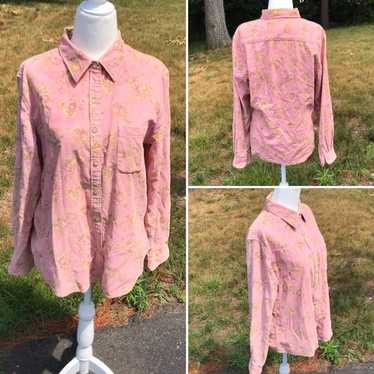 Vtg LL Bean Floral Corduroy Top