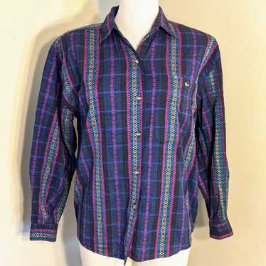 Vintage western vibes plaid & woven button down s… - image 1