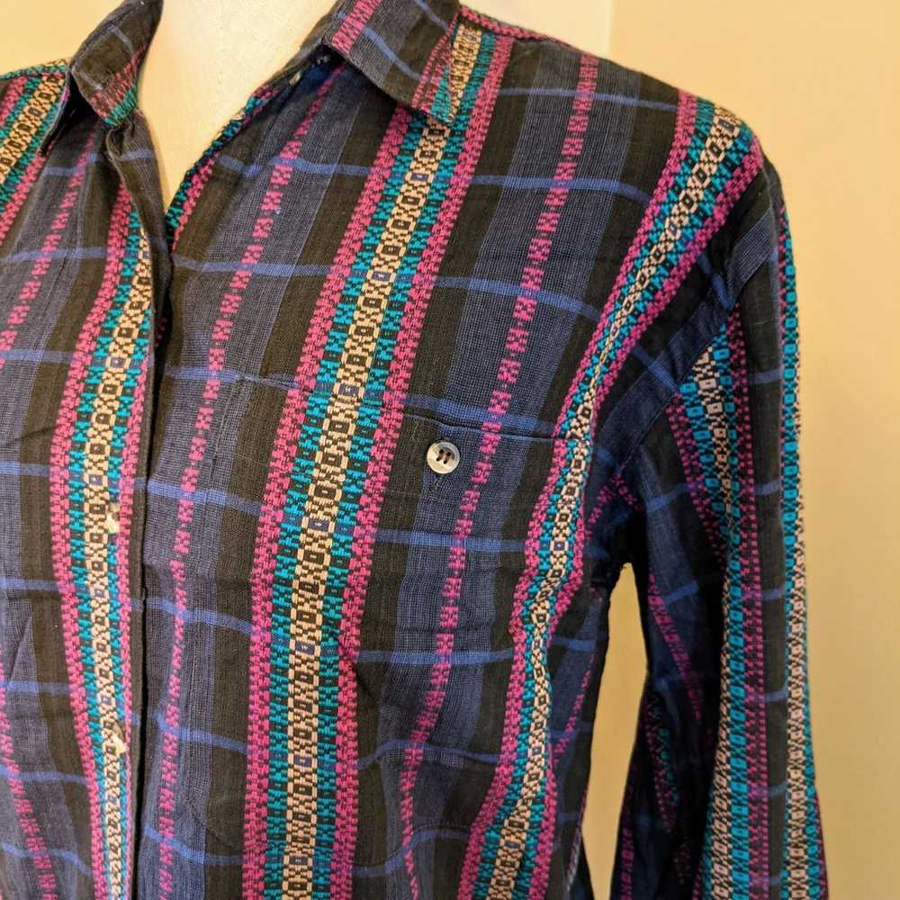 Vintage western vibes plaid & woven button down s… - image 3