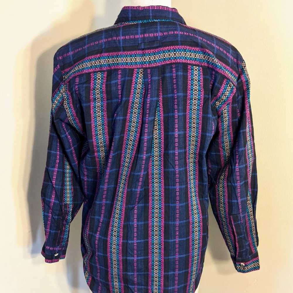 Vintage western vibes plaid & woven button down s… - image 5