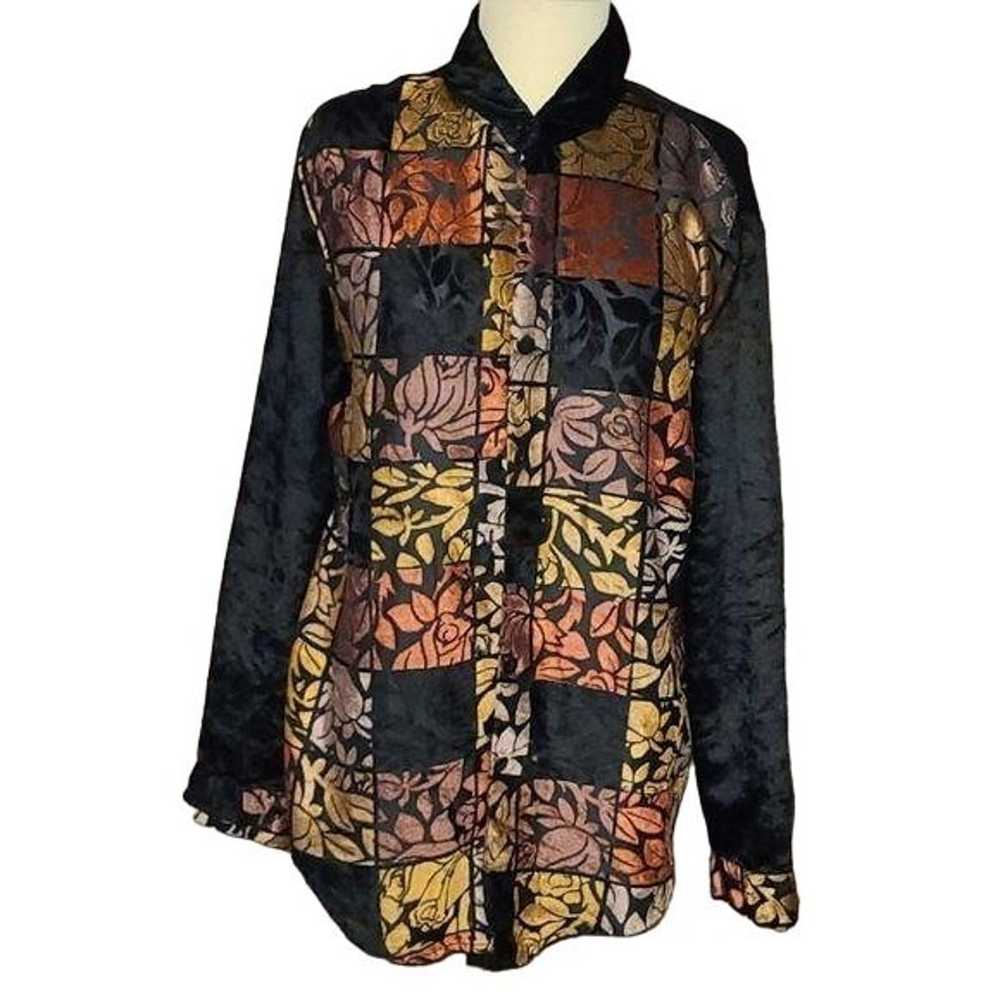 Allure Vintage Button Down Autumn Velvet Long Sle… - image 1