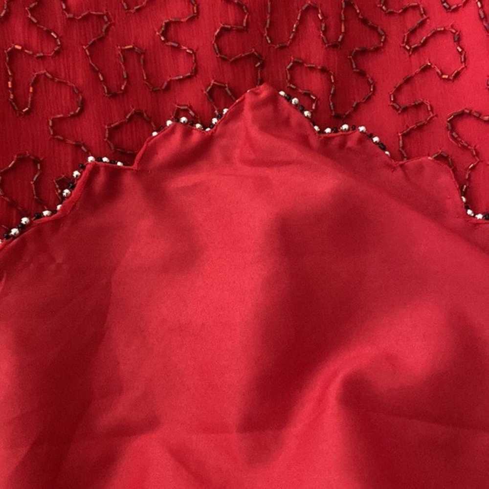 Vintage Laurence Kazar Silk Beaded Red Top - Medi… - image 12