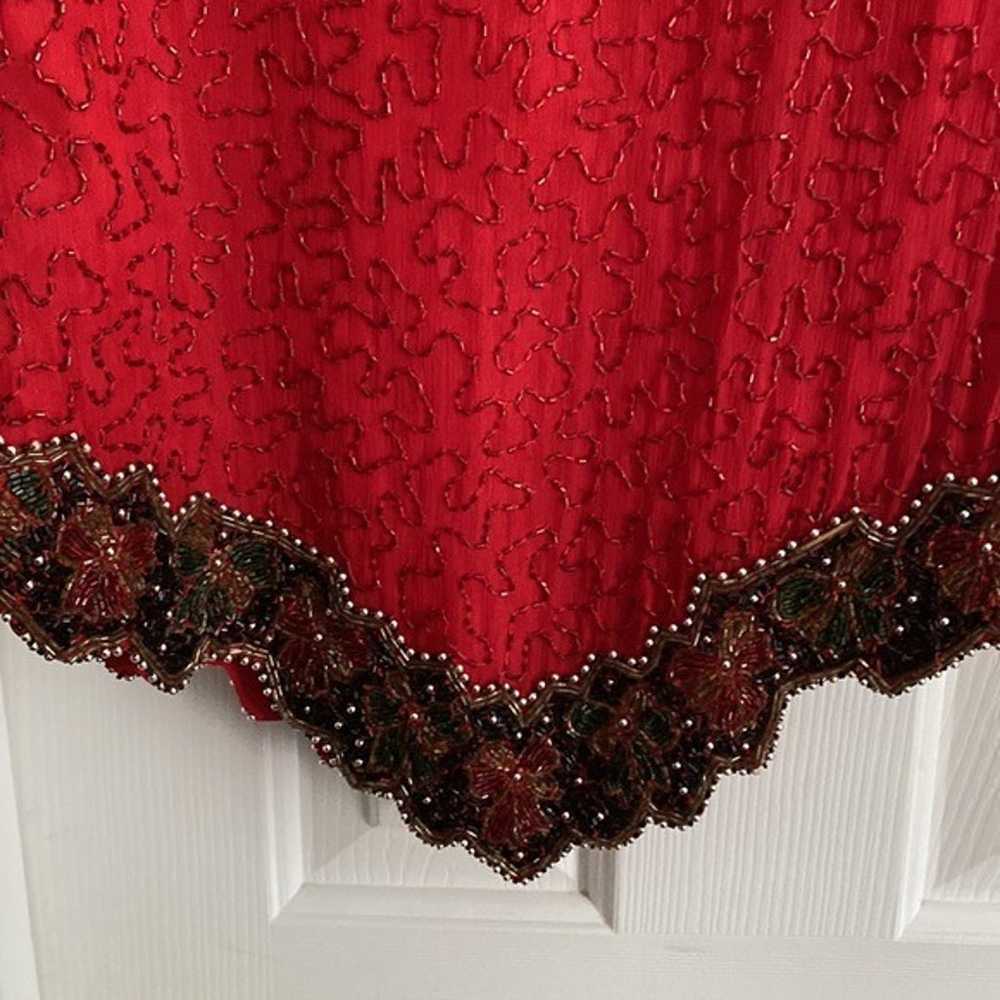 Vintage Laurence Kazar Silk Beaded Red Top - Medi… - image 6
