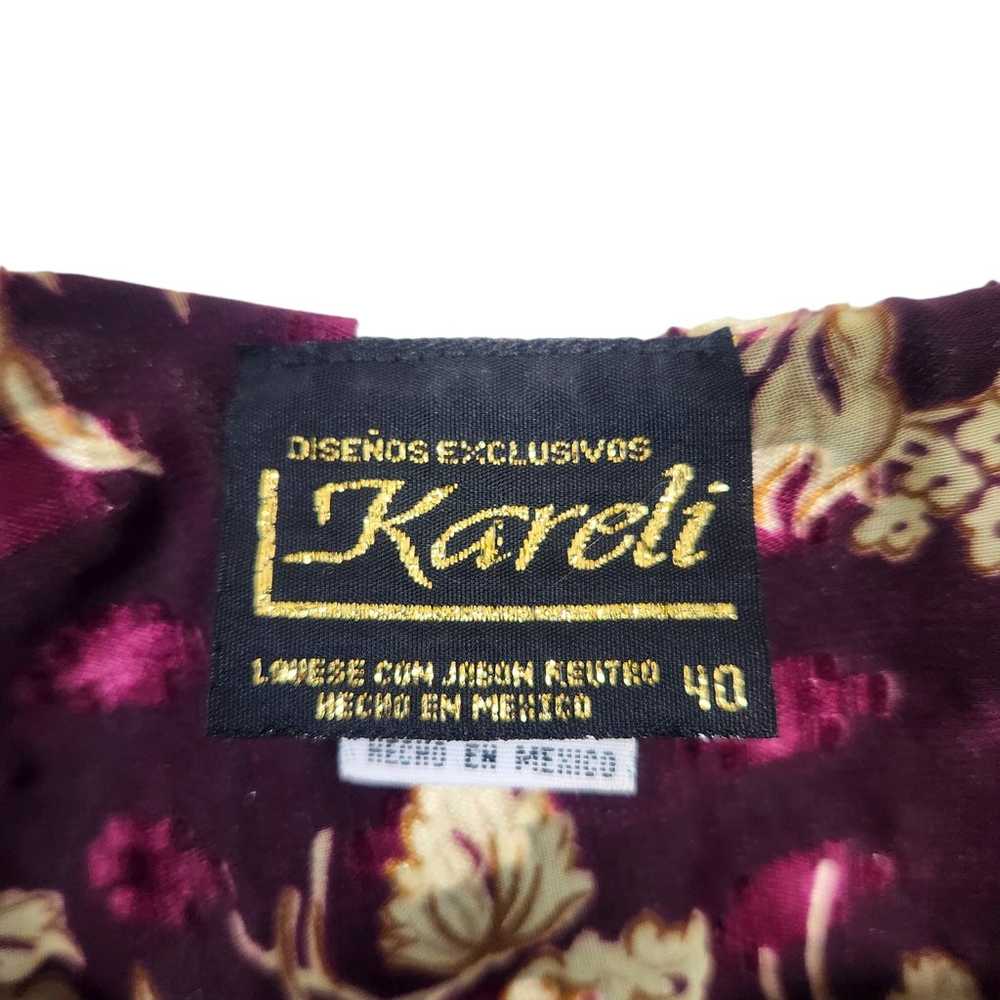 Vintage Kareli Sheer Gold Floral Print Kimono Ope… - image 6