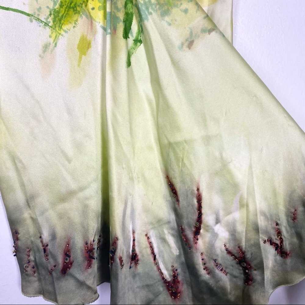 VINTAGE Y2K Silk Beaded Watercolor Blouse Palm Tr… - image 4