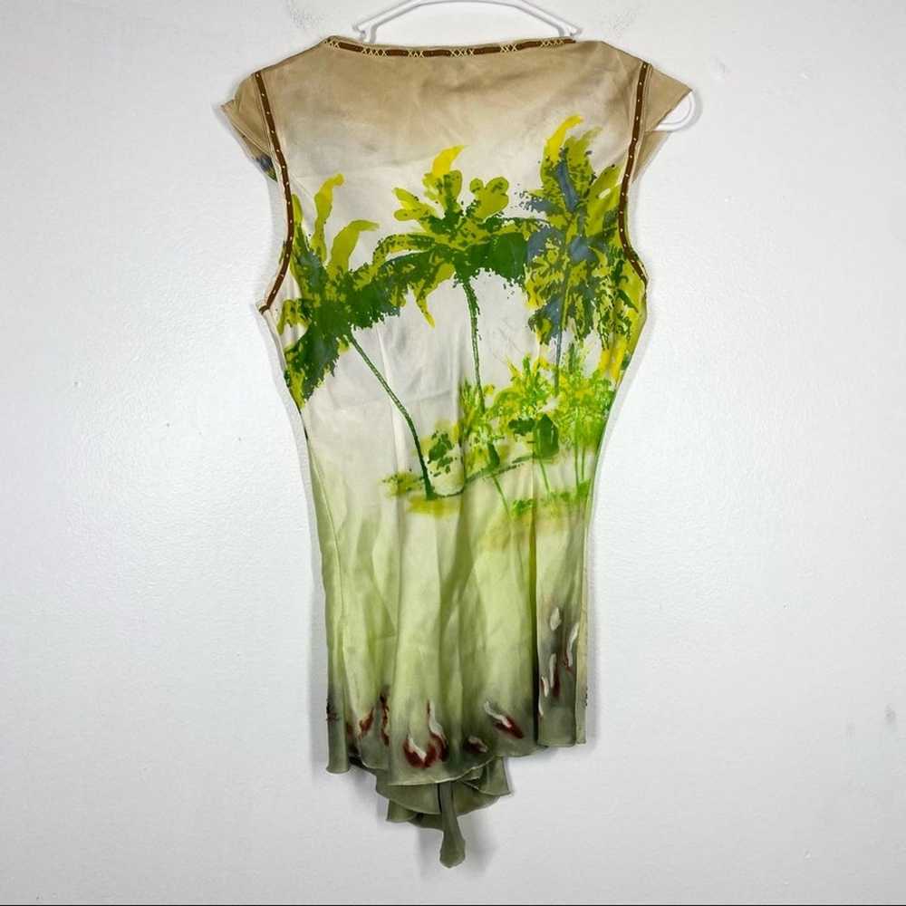 VINTAGE Y2K Silk Beaded Watercolor Blouse Palm Tr… - image 6