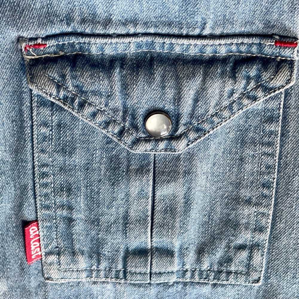 Vintage Denim Shirt with snaps & red stitching - image 2