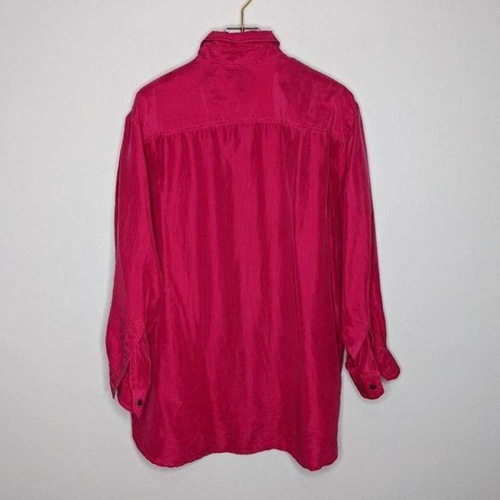 Marnie West Vintage Bright Pink Silk Long Sleeve … - image 3