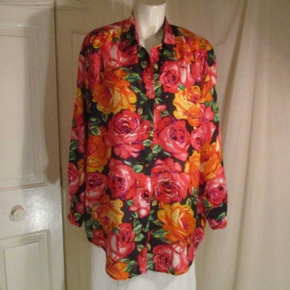 Carole Little vintage silk button down - image 1