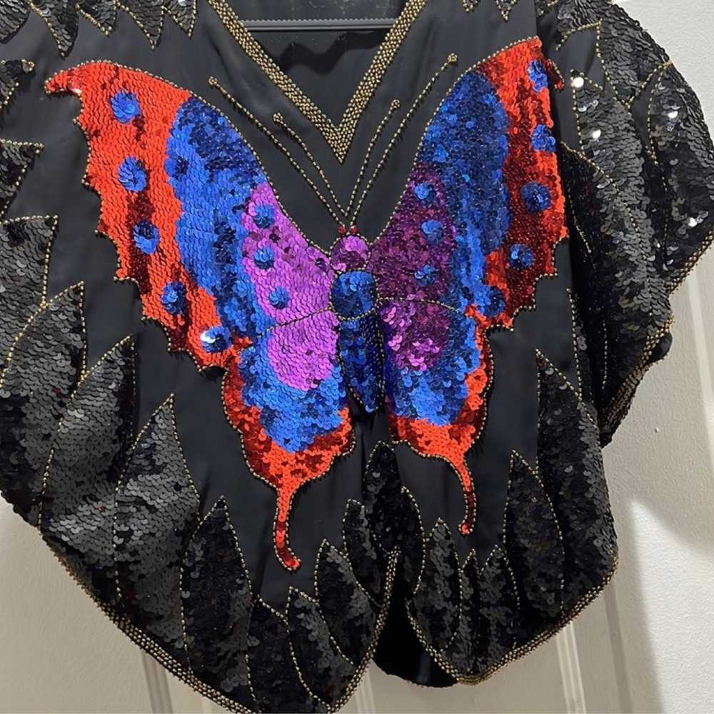 Vintage Sequin Butterfly Top - image 2