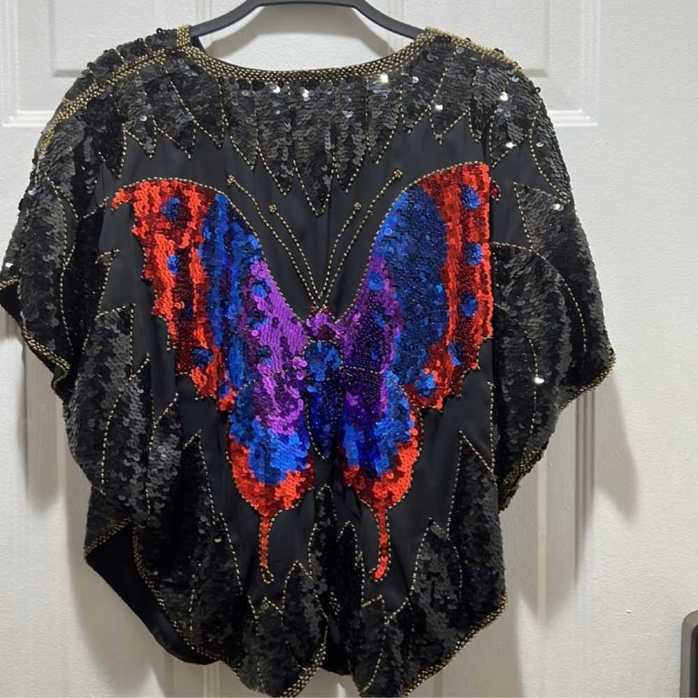 Vintage Sequin Butterfly Top - image 3