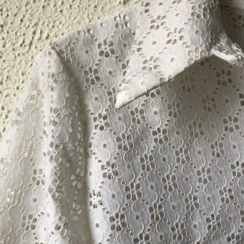 Vintage Teddi White Floral Eyelet Blouse - image 3