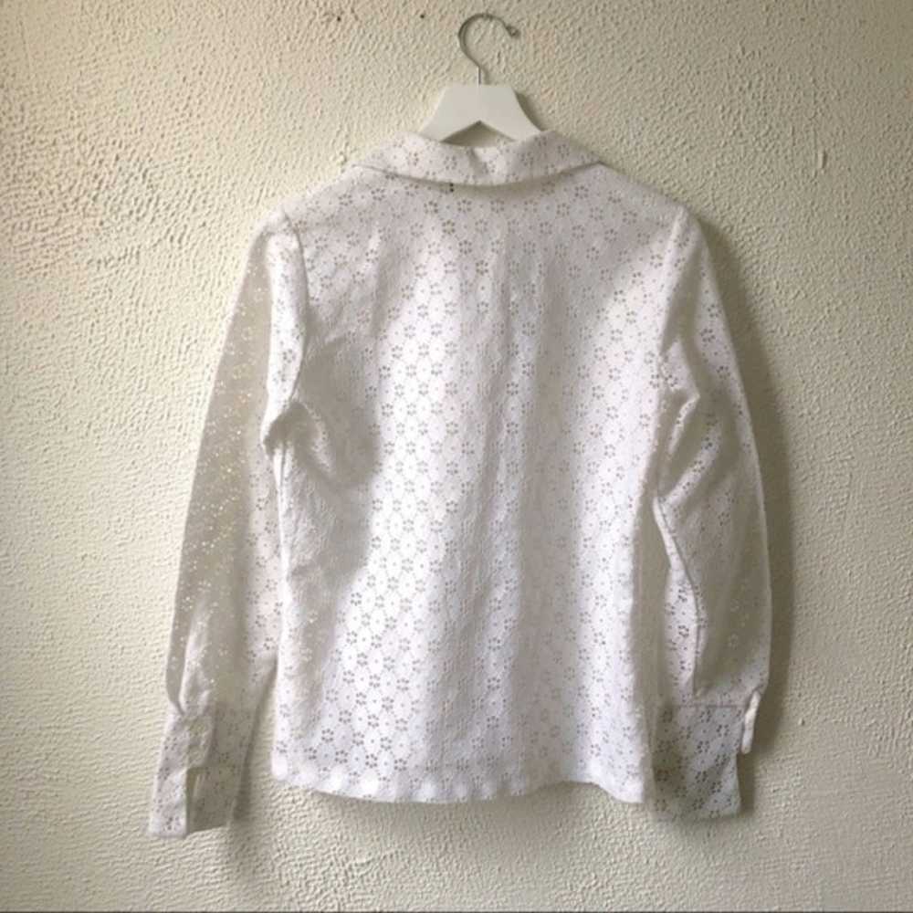 Vintage Teddi White Floral Eyelet Blouse - image 4