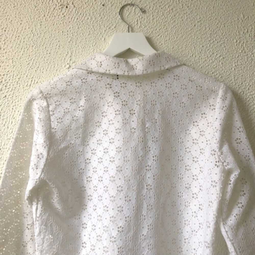 Vintage Teddi White Floral Eyelet Blouse - image 5