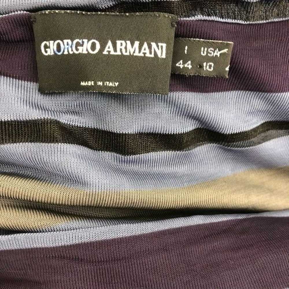 Giorgio Armani Striped Sheer Panel Mesh Striped V… - image 7