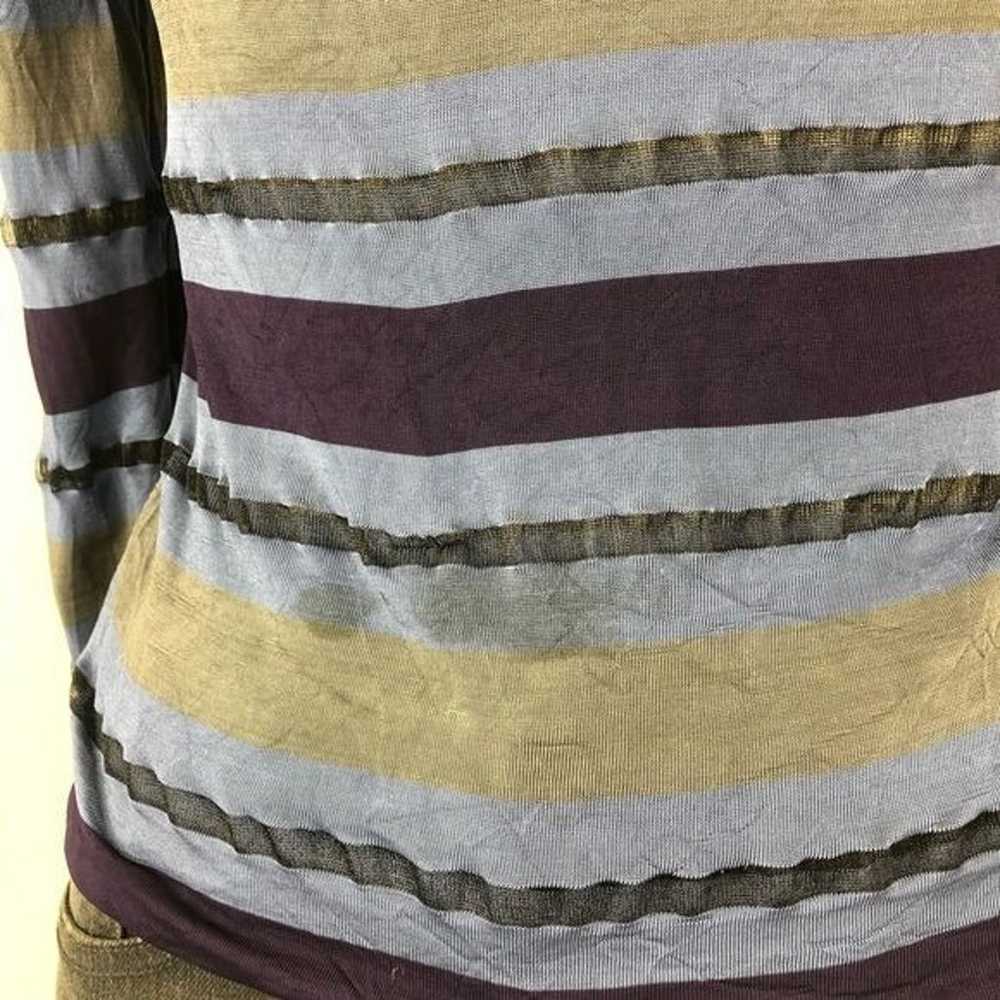 Giorgio Armani Striped Sheer Panel Mesh Striped V… - image 8