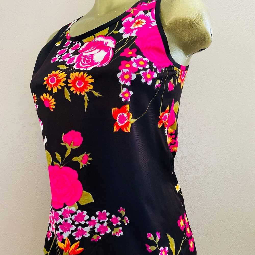 MISTER ROBERT Vintage MCM Silky FLORAL Tank TOP M… - image 4