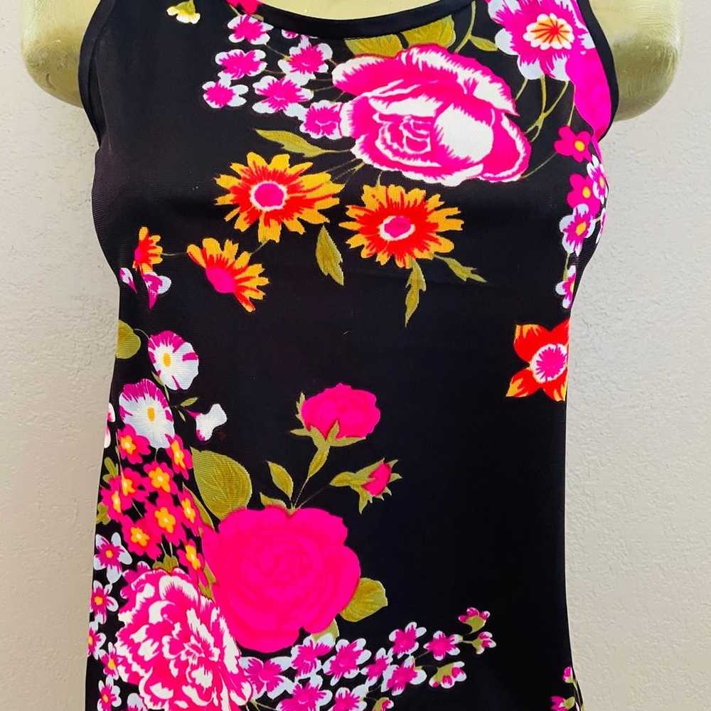 MISTER ROBERT Vintage MCM Silky FLORAL Tank TOP M… - image 8