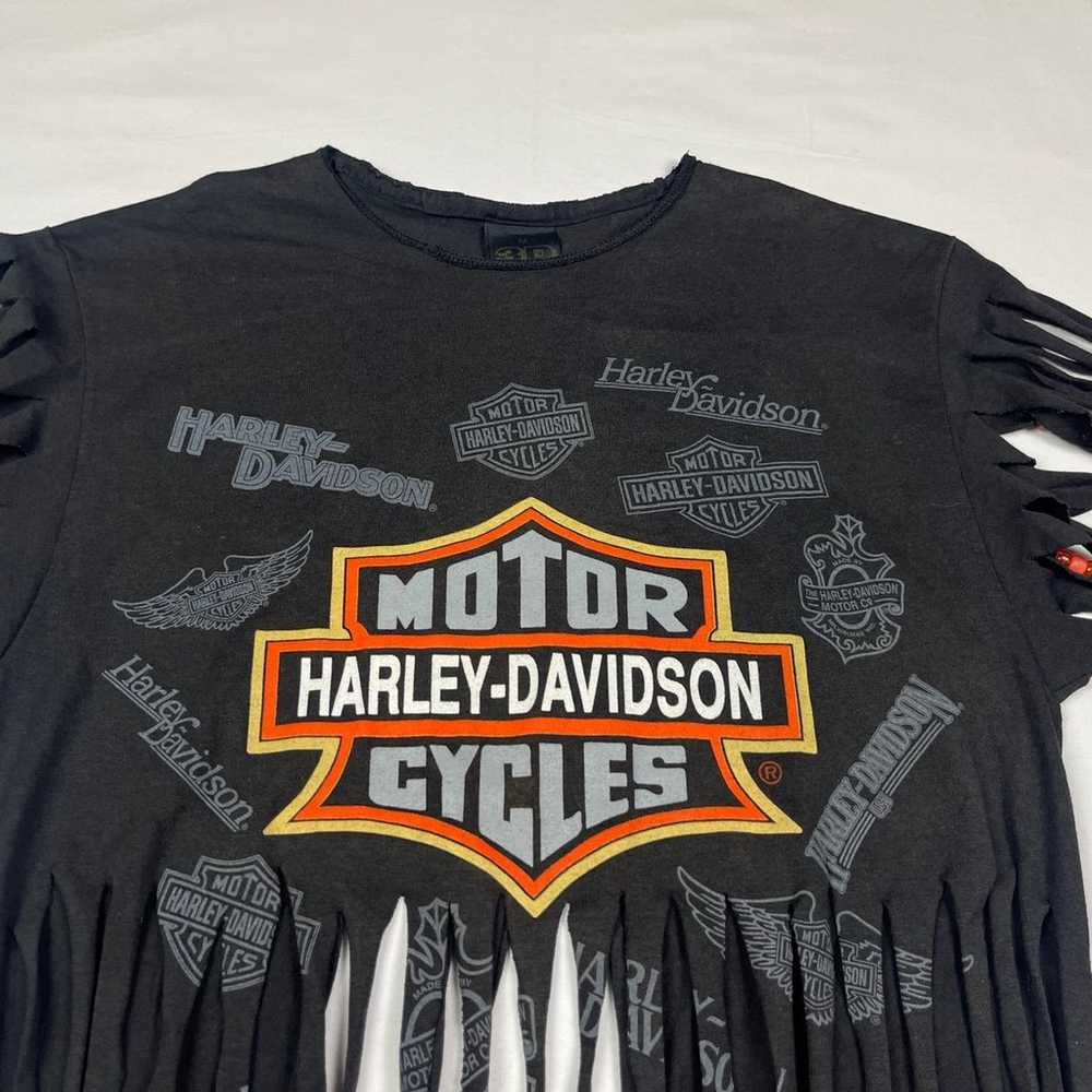 Vtg 3D Emblem Harley Davidson Womans Fringe T-Shi… - image 4