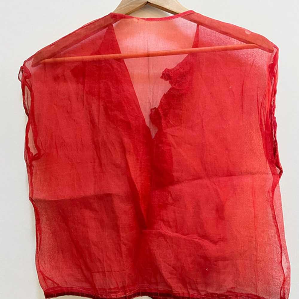 Vintage Red Sheer Organza Top - image 3