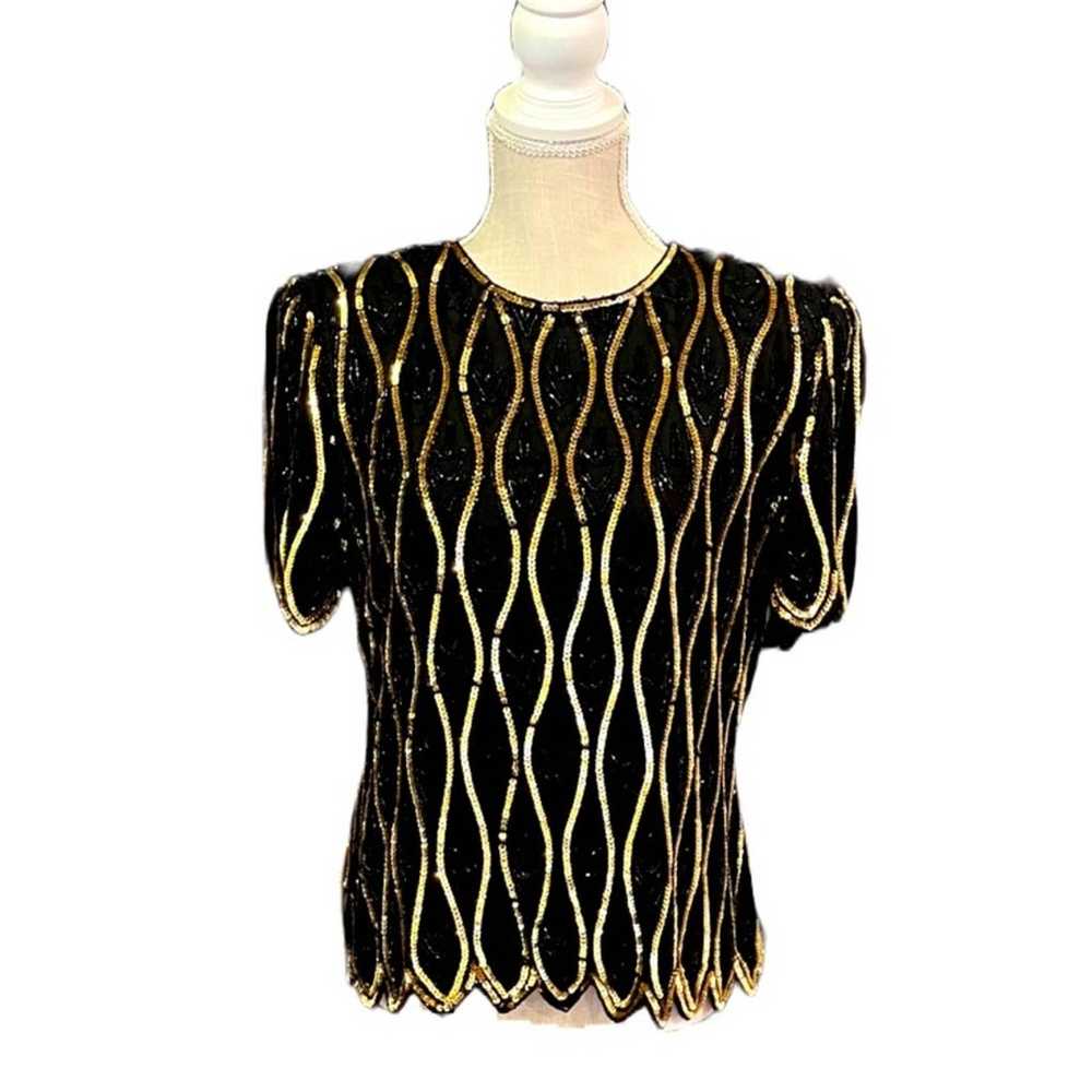 Stenay Vintage Womens Silk Sequin Blouse - image 1