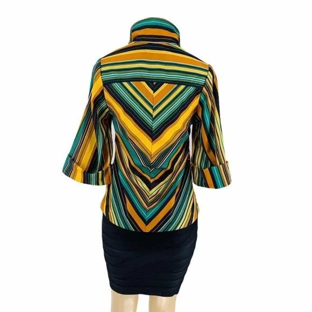1970’s Vintage Polyester Vibrant Green Striped Top - image 3