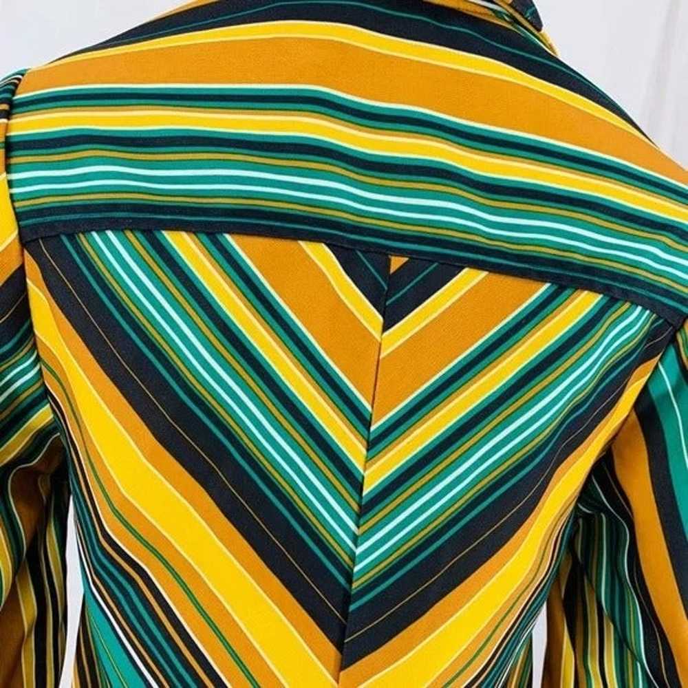 1970’s Vintage Polyester Vibrant Green Striped Top - image 6