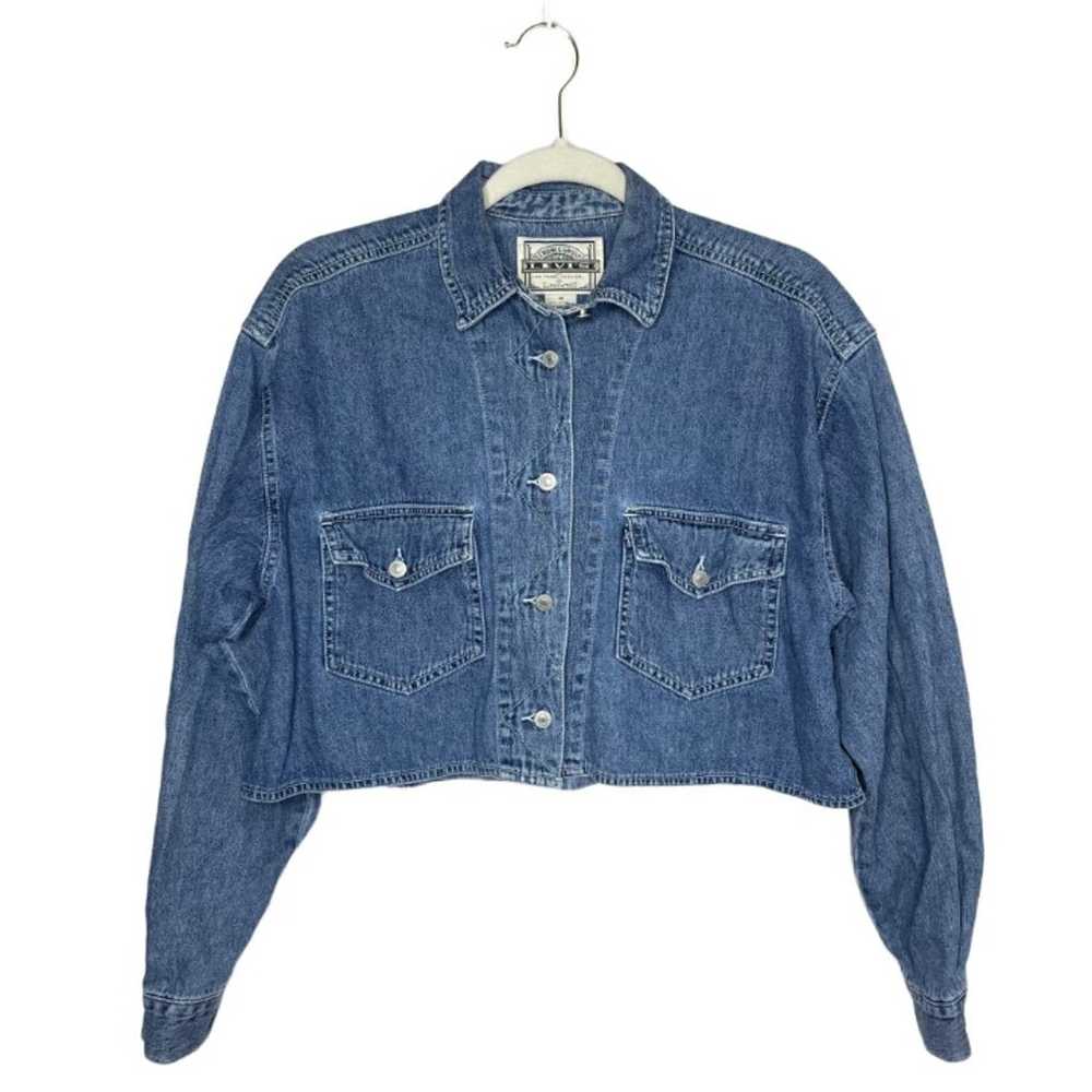 Levi's Cropped Denim Shirt Button Front Long Slee… - image 1