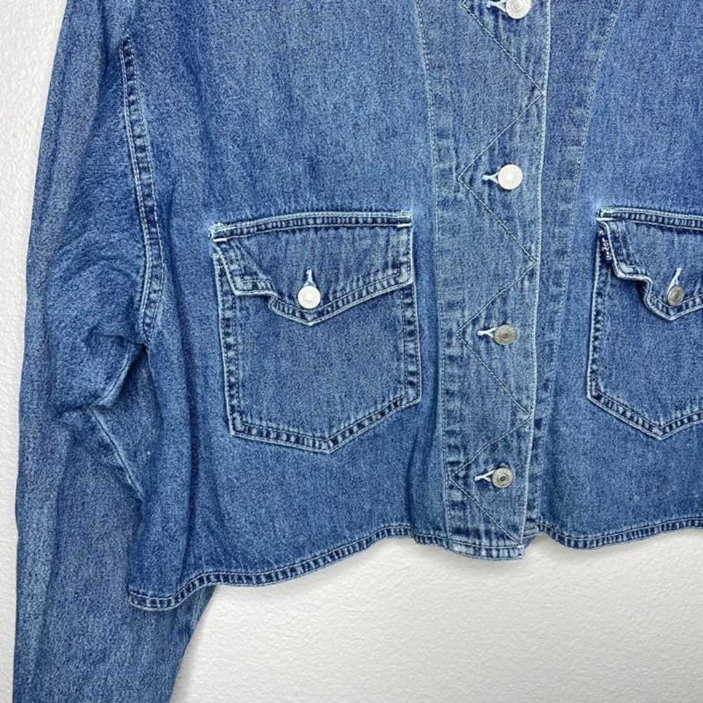 Levi's Cropped Denim Shirt Button Front Long Slee… - image 3