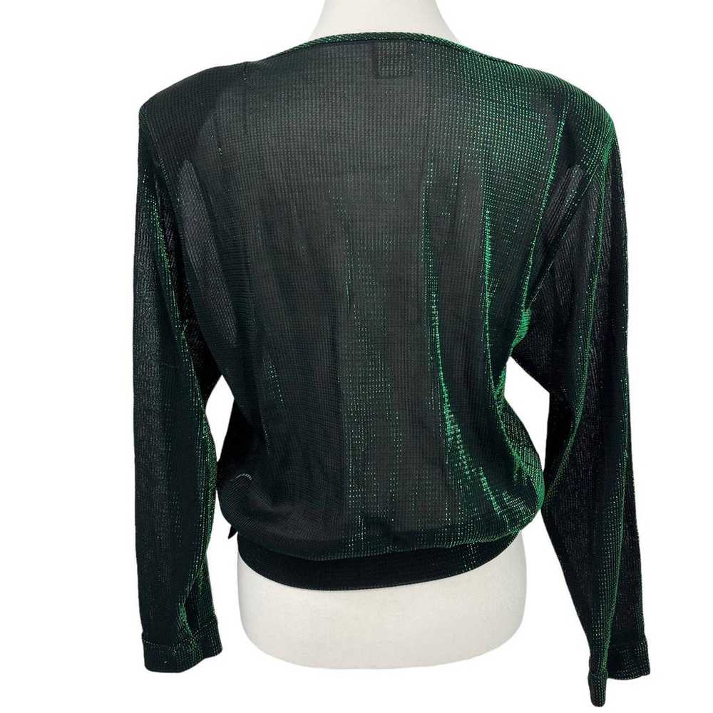 Vintage 80’s Krizia Blouse Metallic Green Made in… - image 2