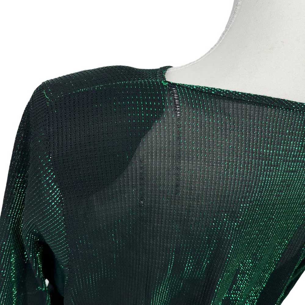 Vintage 80’s Krizia Blouse Metallic Green Made in… - image 6