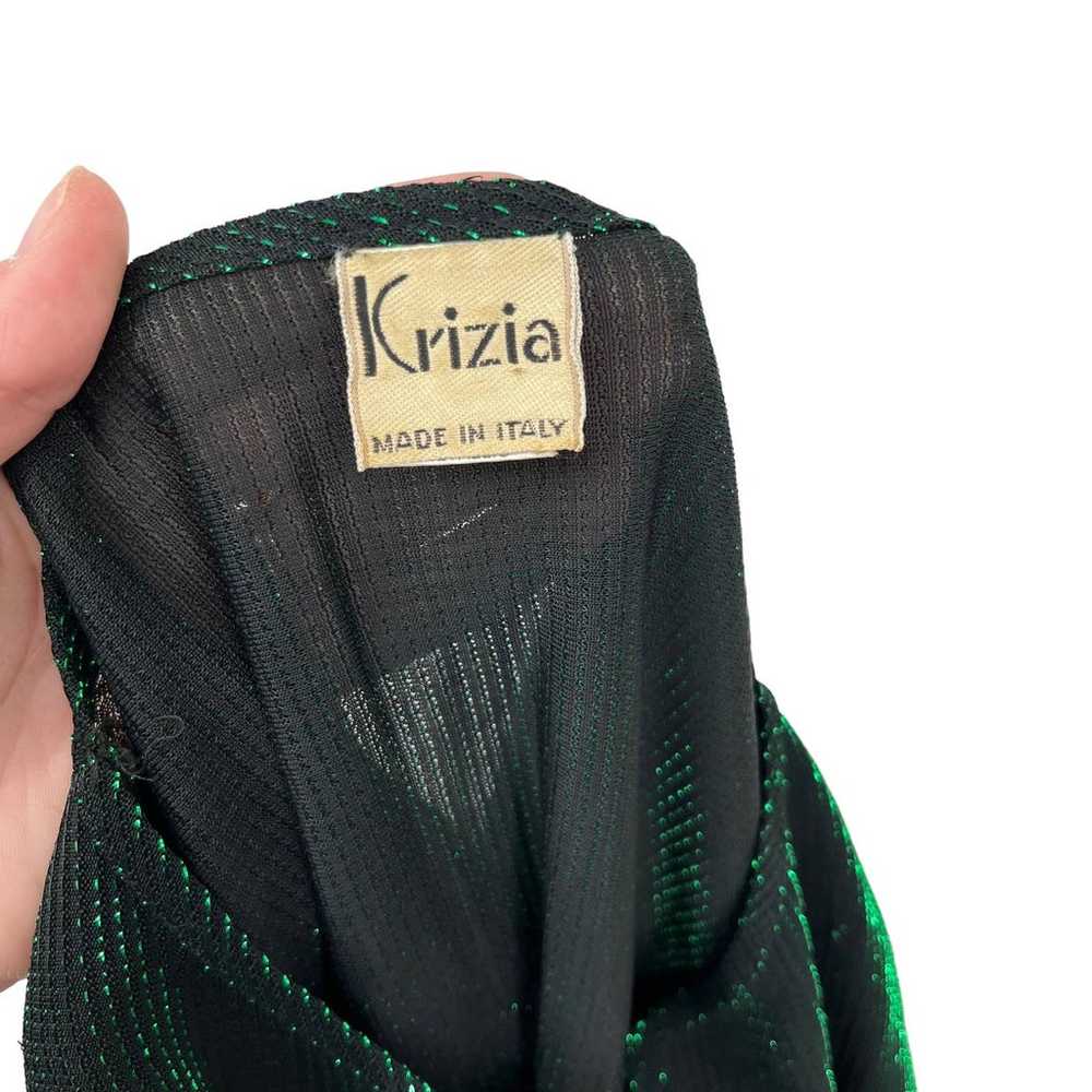 Vintage 80’s Krizia Blouse Metallic Green Made in… - image 7
