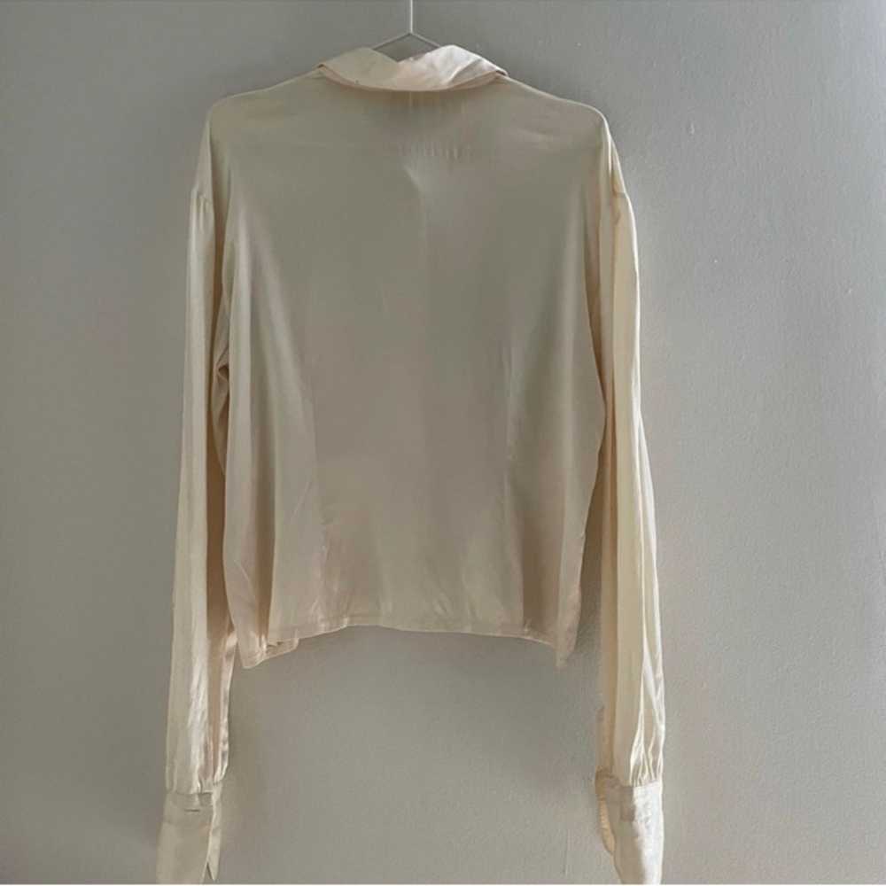 Vintage Et Vous Silk Off White Cream Flowy Button… - image 4