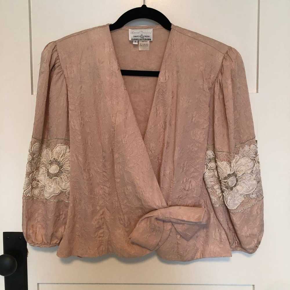 Vintage Pink Blouse with Bow - image 2