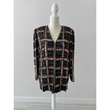 Vintage Temptation sequins jacket 100% pure silk