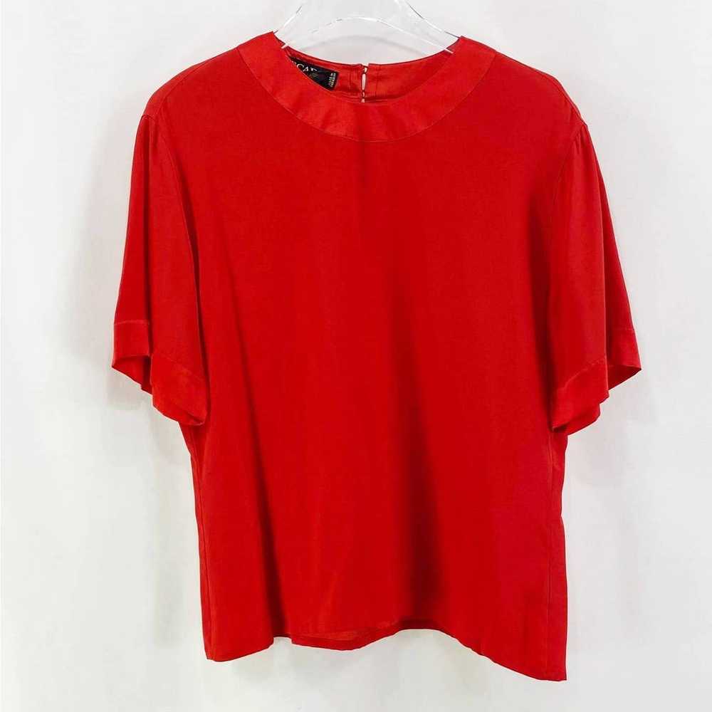 ESCADA Vintage Red Silk Short Sleeve Blouse - image 1