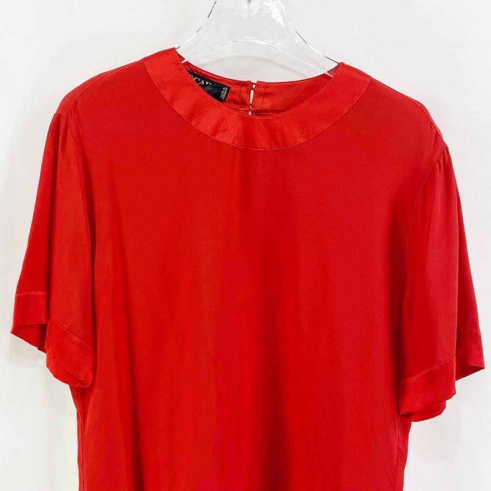 ESCADA Vintage Red Silk Short Sleeve Blouse - image 3
